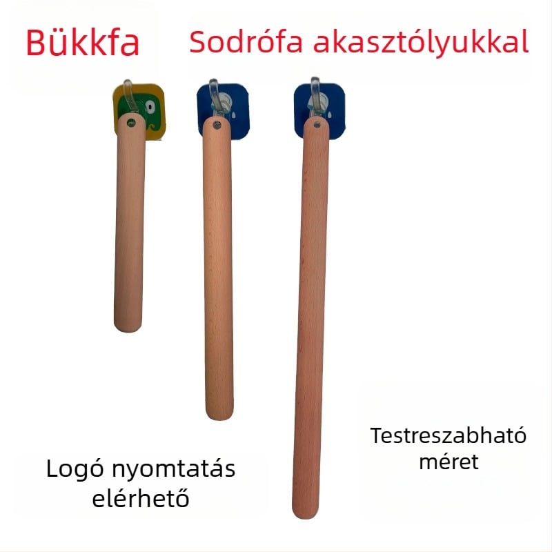 Bükkfából készült nyújtófa akasztóval, otthoni és professzionális sütéshez, szöveges logó nyomtatására alkalmas