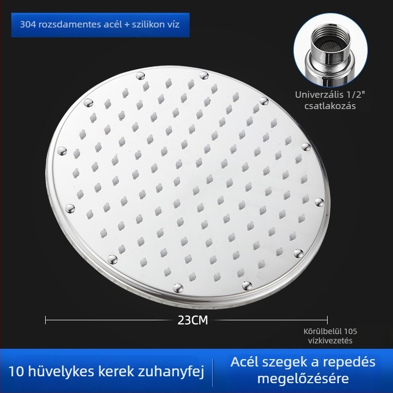 Erőteljes nyomású, nagy esőzuhany-fej, felső permetezés, egyfejű, rozsdamentes acélból