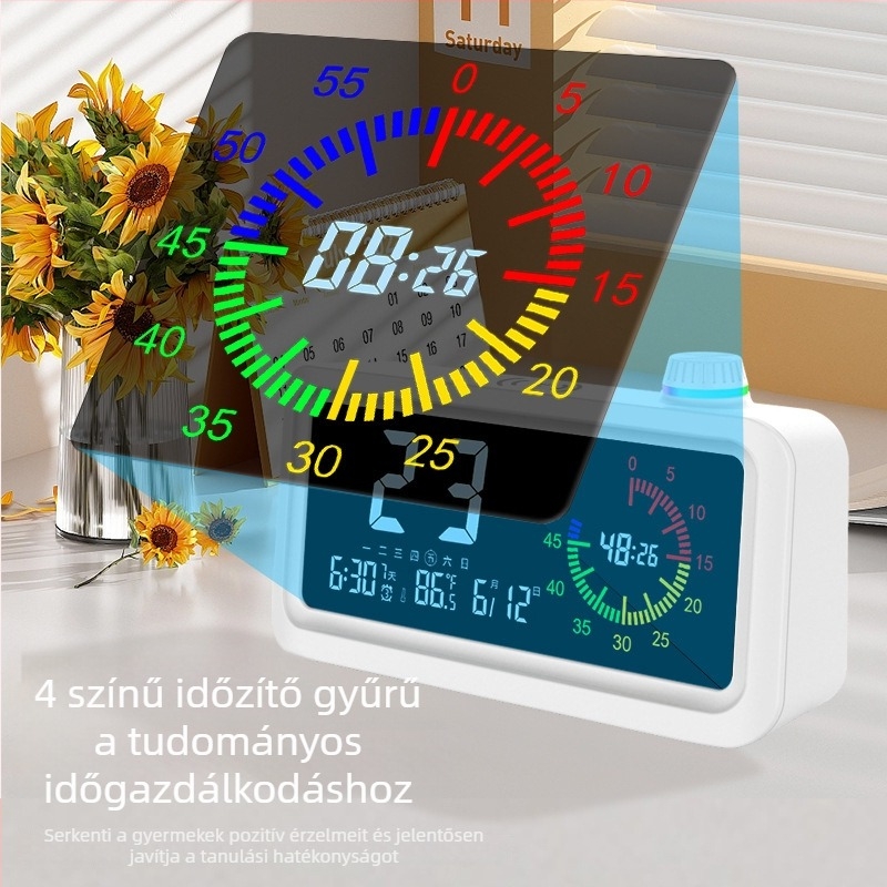 Iskolásoknak készült ébresztőóra színes LCD-kijelzővel és időzítővel, asztali gyermekdigitális óra