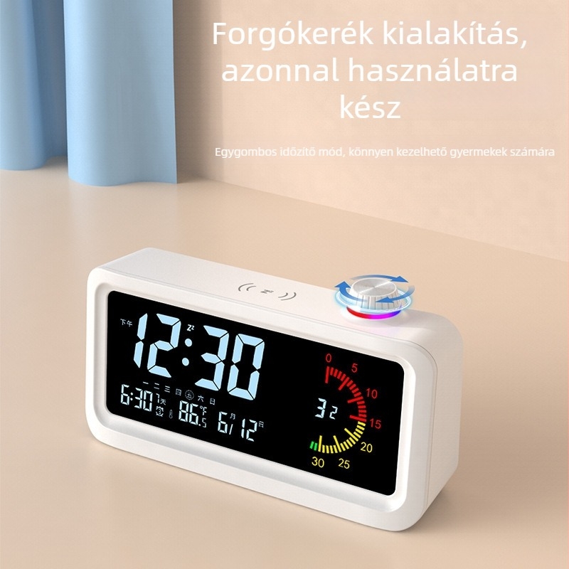Iskolásoknak készült ébresztőóra színes LCD-kijelzővel és időzítővel, asztali gyermekdigitális óra