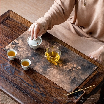 Zen ihletésű Xiangyun fonalból készült teás asztalterítő, kétoldalas, rusztikus régi anyag