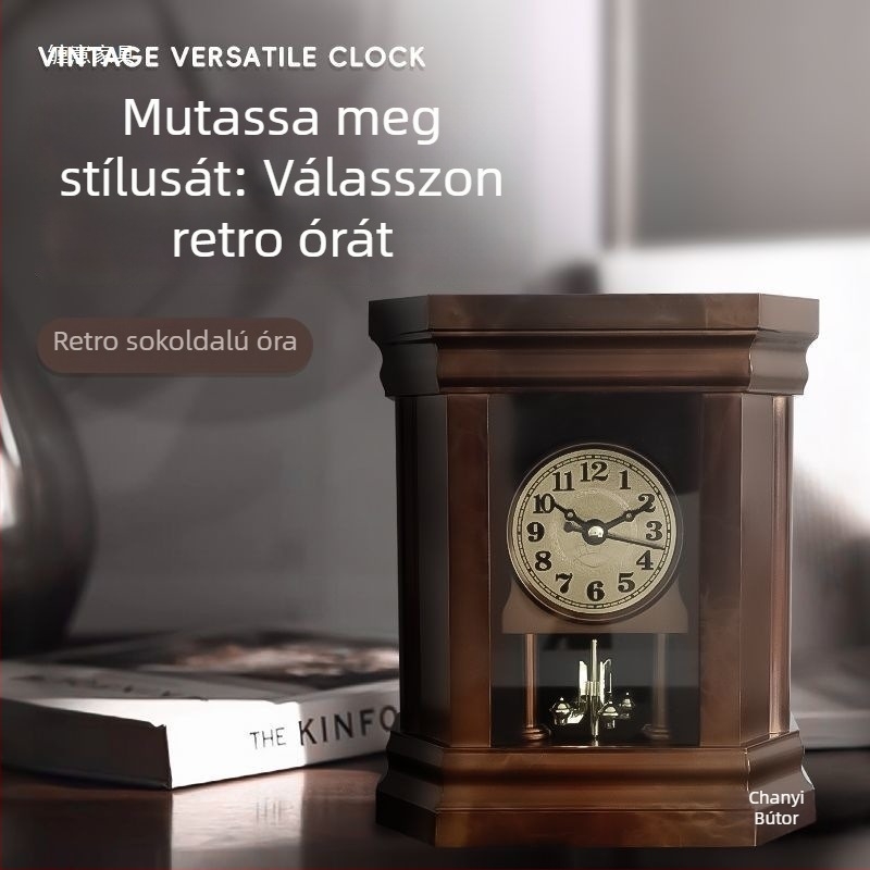 Kínai stílusú antik asztali óra hálószoba és nappali számára, retro dekoratív asztali óra