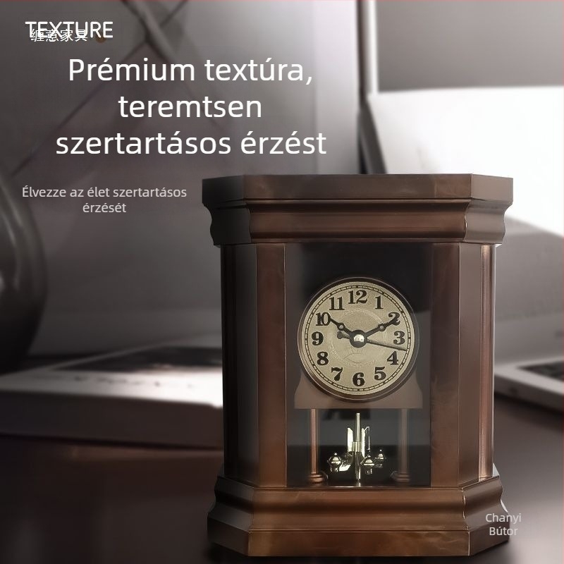 Kínai stílusú antik asztali óra hálószoba és nappali számára, retro dekoratív asztali óra