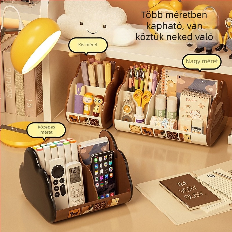 Asztali tároló doboz rekeszekkel irodai kellékekhez és kozmetikumokhoz