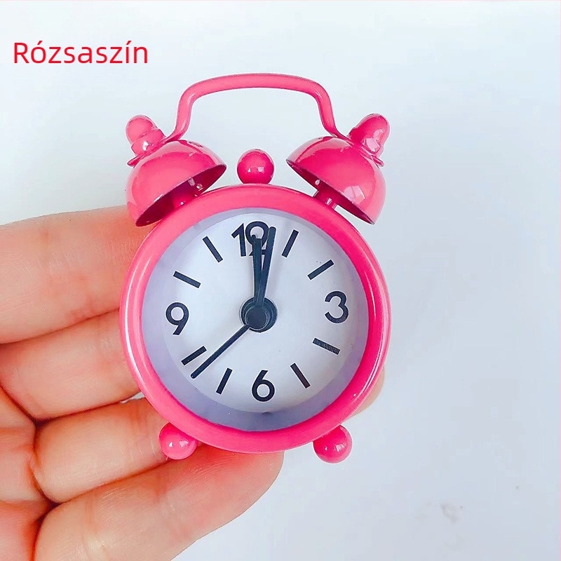 Mini fém ébresztőóra hálószobába, éjjeliszekrényre, akkumulátoros, modern minimalist stílus