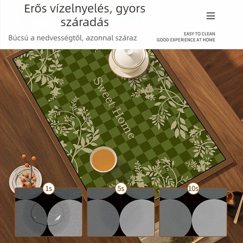 Új kínai stílusú teázó asztali matrac – zen ihletésű, nedvszívó, gyorsan száradó, hőszigetelő, csúszásmentes, diatomit alapú