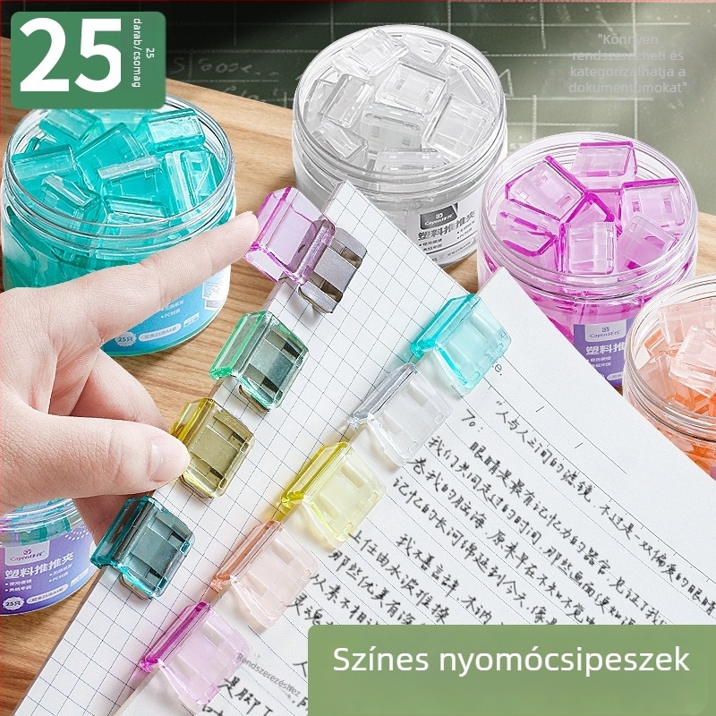 Áttetsző nyomóklip dokumentumok és tesztlapok számára — nyom nélküli rögzítés, kis klipek