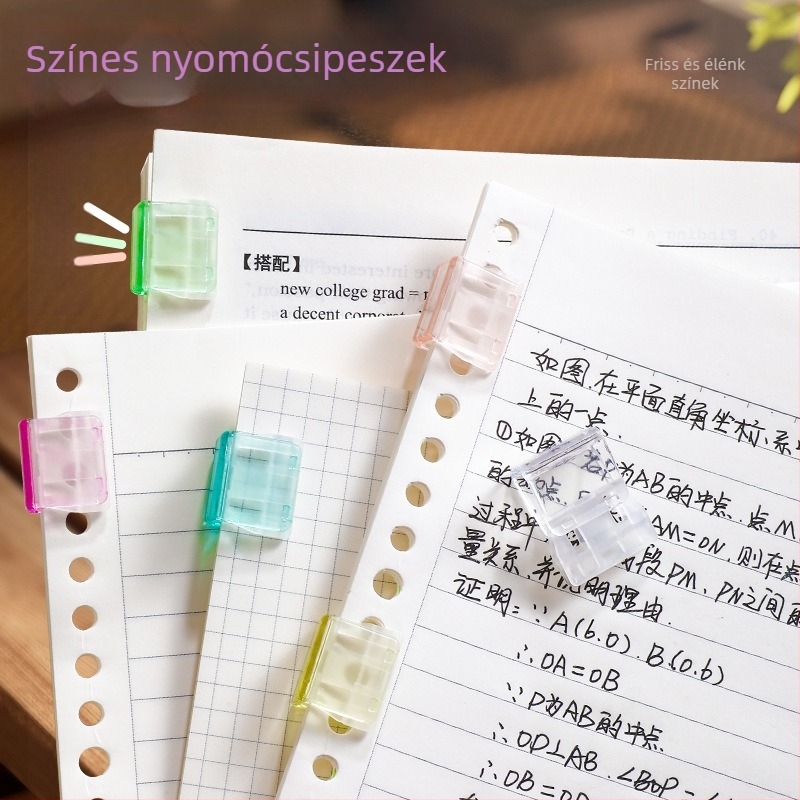 Áttetsző nyomóklip dokumentumok és tesztlapok számára — nyom nélküli rögzítés, kis klipek