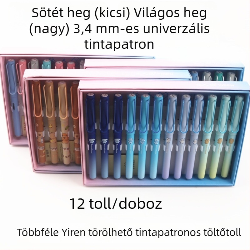 Yiren ergonómikus tintatoll, cserélhető tintazsák, színes műanyag test, nagy és vékony hegy, diákok írásgyakorlathoz