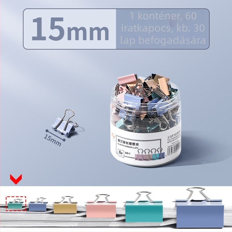 True Color Morandi hosszú farkú klipsz, fém jegyzetfüzetekhez és dokumentumokhoz, Főnix farok dizájn