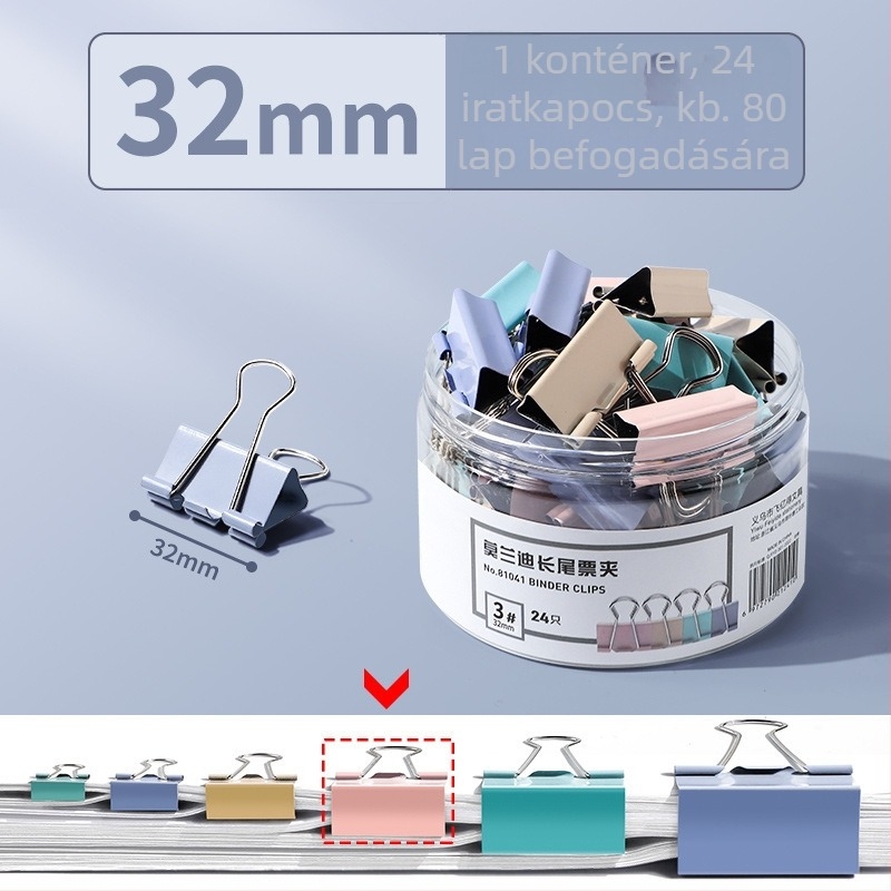 True Color Morandi hosszú farkú klipsz, fém jegyzetfüzetekhez és dokumentumokhoz, Főnix farok dizájn