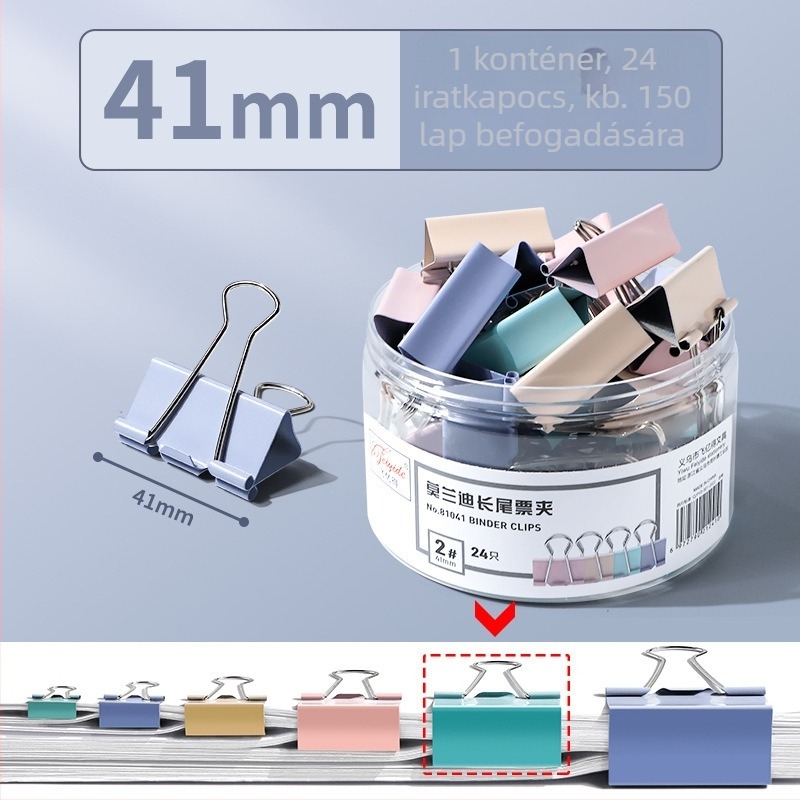 True Color Morandi hosszú farkú klipsz, fém jegyzetfüzetekhez és dokumentumokhoz, Főnix farok dizájn