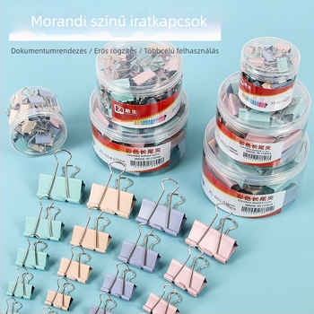 Morandi színű fém iratklipszek dokumentumokhoz és papírokhoz, irodai kellékek