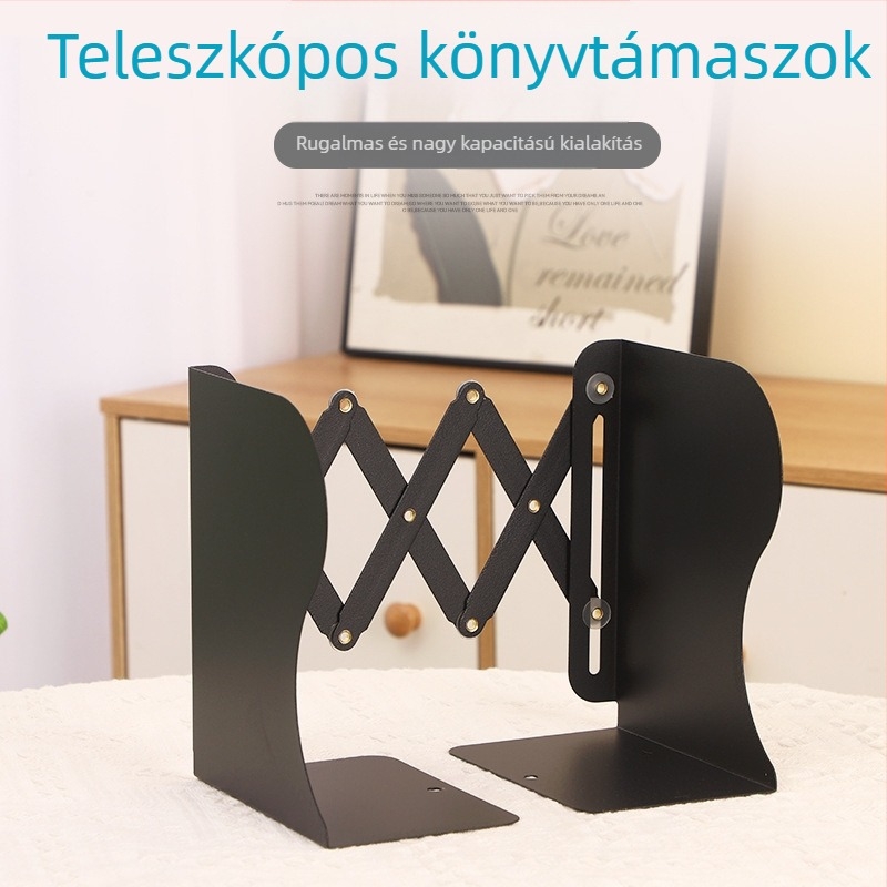 Teleszkópos fém asztali rendező: könyv- és fájlpolc diákoknak