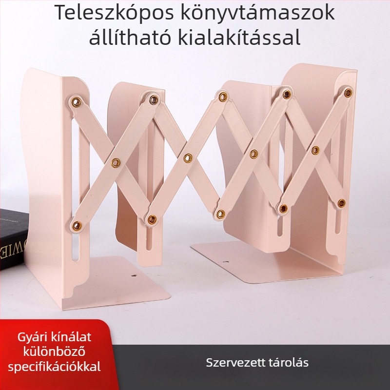 Teleszkópos fém asztali rendező: könyv- és fájlpolc diákoknak