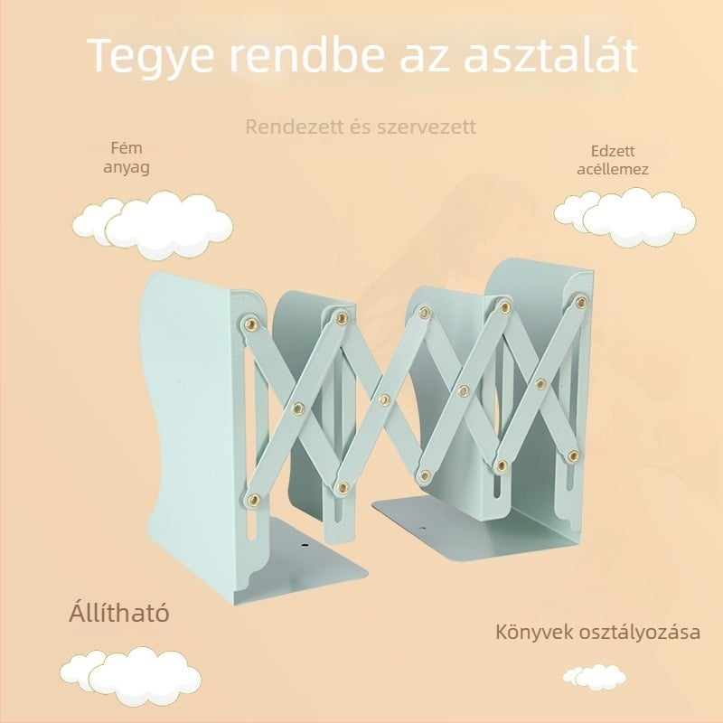 Teleszkópos fém asztali rendező: könyv- és fájlpolc diákoknak