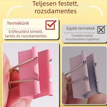 Színes iratcsipeszek rozsdamentes acélból, 15 mm, 60 darabos készlet, irodai kellékek, vastagított kivitel