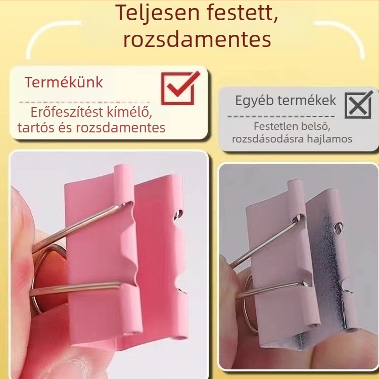 Színes iratcsipeszek rozsdamentes acélból, 15 mm, 60 darabos készlet, irodai kellékek, vastagított kivitel