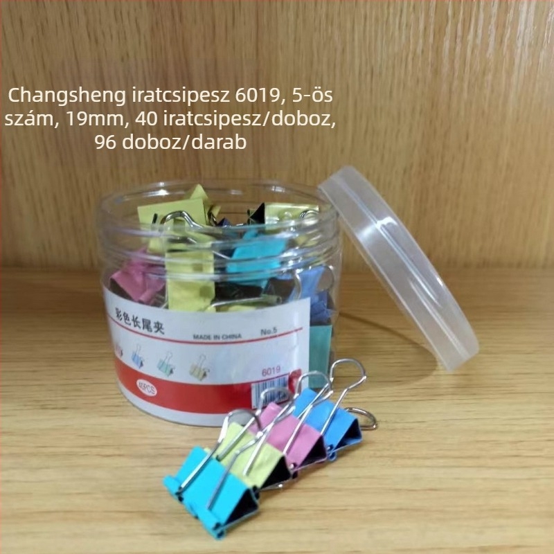 Színes iratcsipeszek rozsdamentes acélból, 15 mm, 60 darabos készlet, irodai kellékek, vastagított kivitel