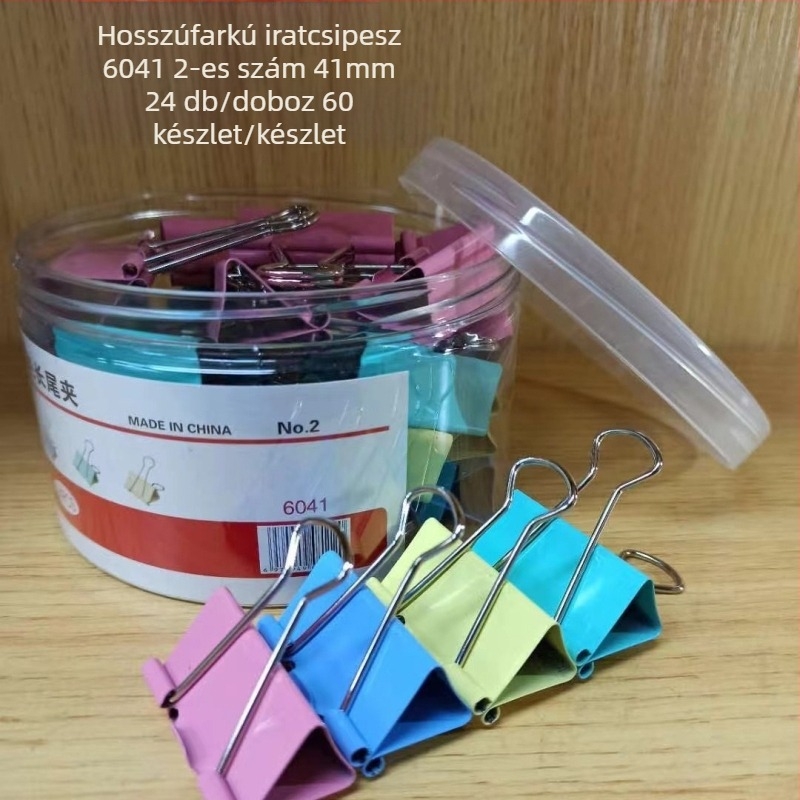 Színes iratcsipeszek rozsdamentes acélból, 15 mm, 60 darabos készlet, irodai kellékek, vastagított kivitel
