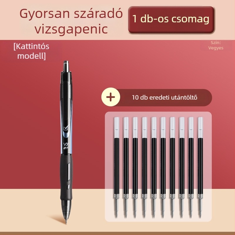 Deli vizsgás toll V1 – kattintható neutrális toll diákoknak, gyorsan száradó tinta, fekete