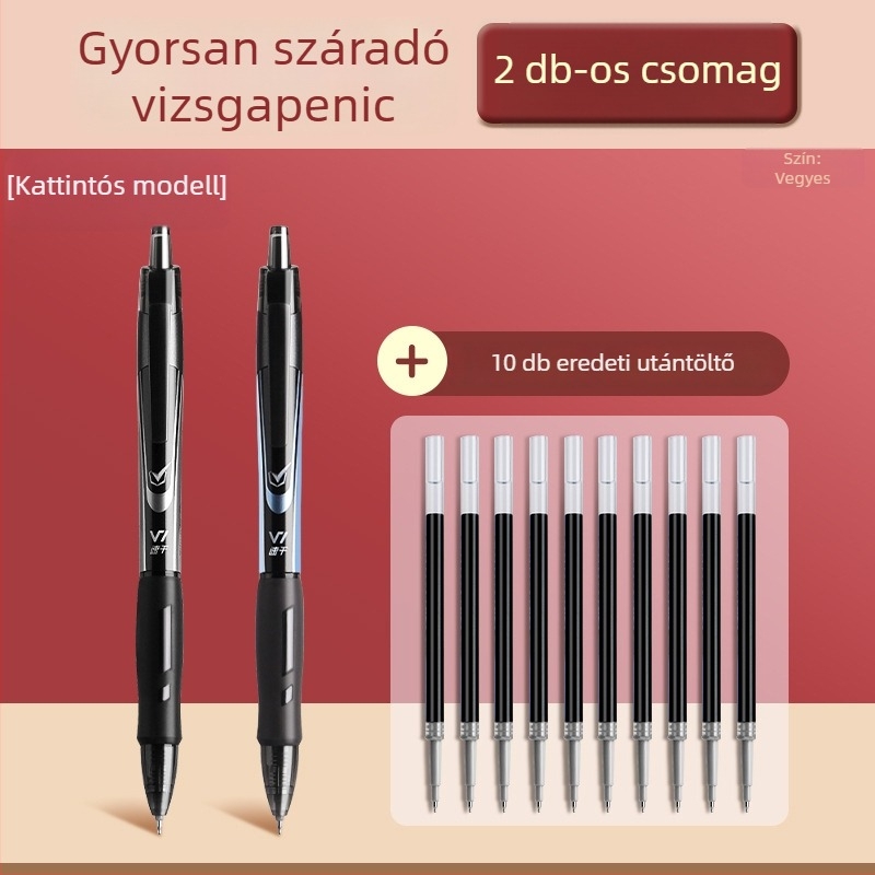 Deli vizsgás toll V1 – kattintható neutrális toll diákoknak, gyorsan száradó tinta, fekete