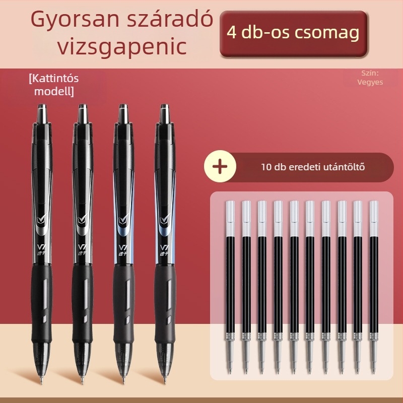 Deli vizsgás toll V1 – kattintható neutrális toll diákoknak, gyorsan száradó tinta, fekete