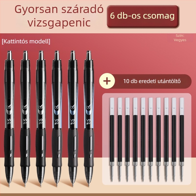 Deli vizsgás toll V1 – kattintható neutrális toll diákoknak, gyorsan száradó tinta, fekete