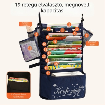 Nagy kapacitású asztalhoz akasztható könyv rendező táska diákok számára