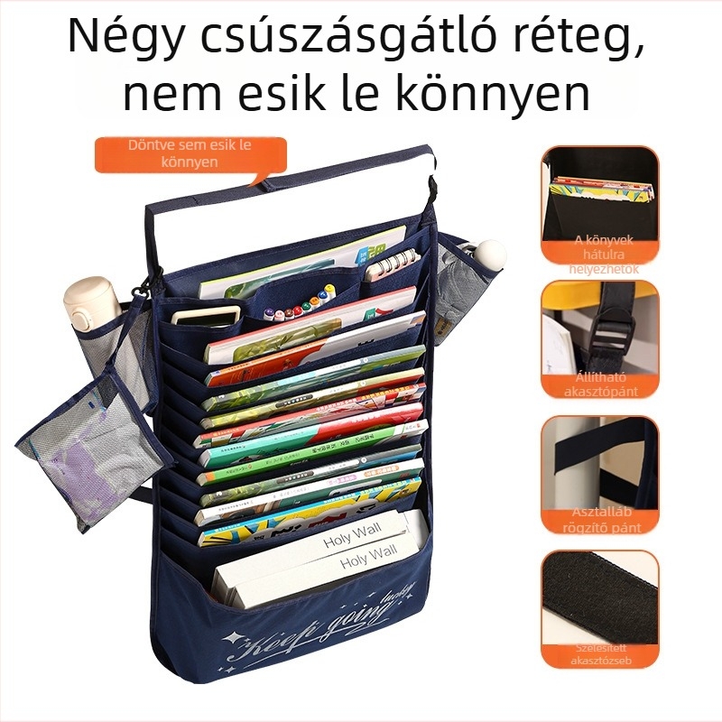 Nagy kapacitású asztalhoz akasztható könyv rendező táska diákok számára