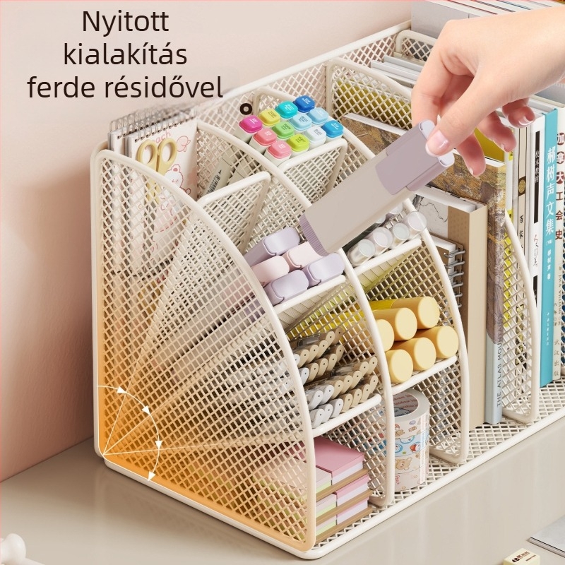 Asztali könyv- és dokumentumtároló, többemeletes rendező állvány, gél toll tartó