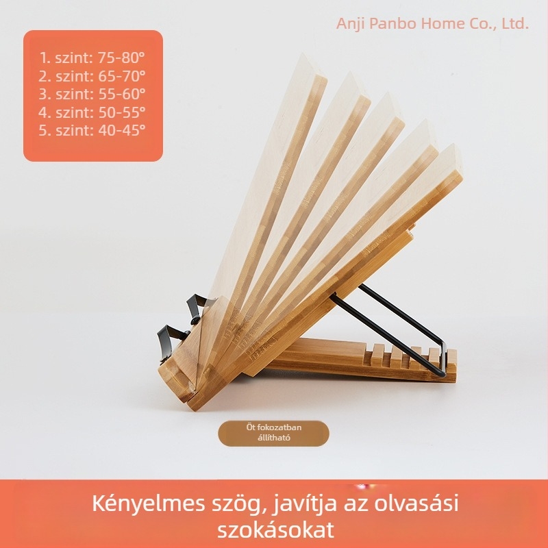 Állítható olvasóállvány diákoknak, asztali könyv- és tabletatartó, bambusz