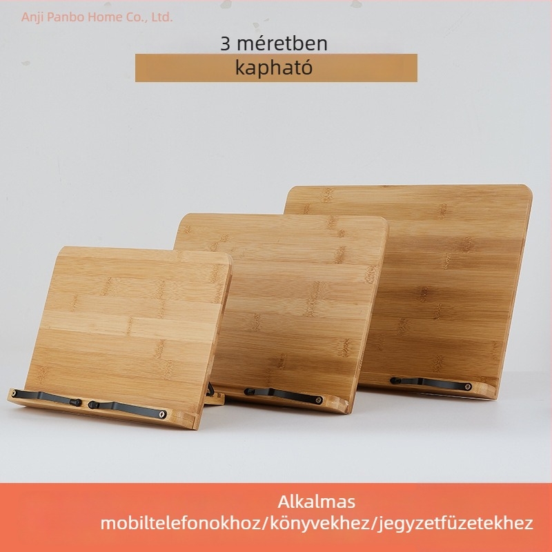 Állítható olvasóállvány diákoknak, asztali könyv- és tabletatartó, bambusz