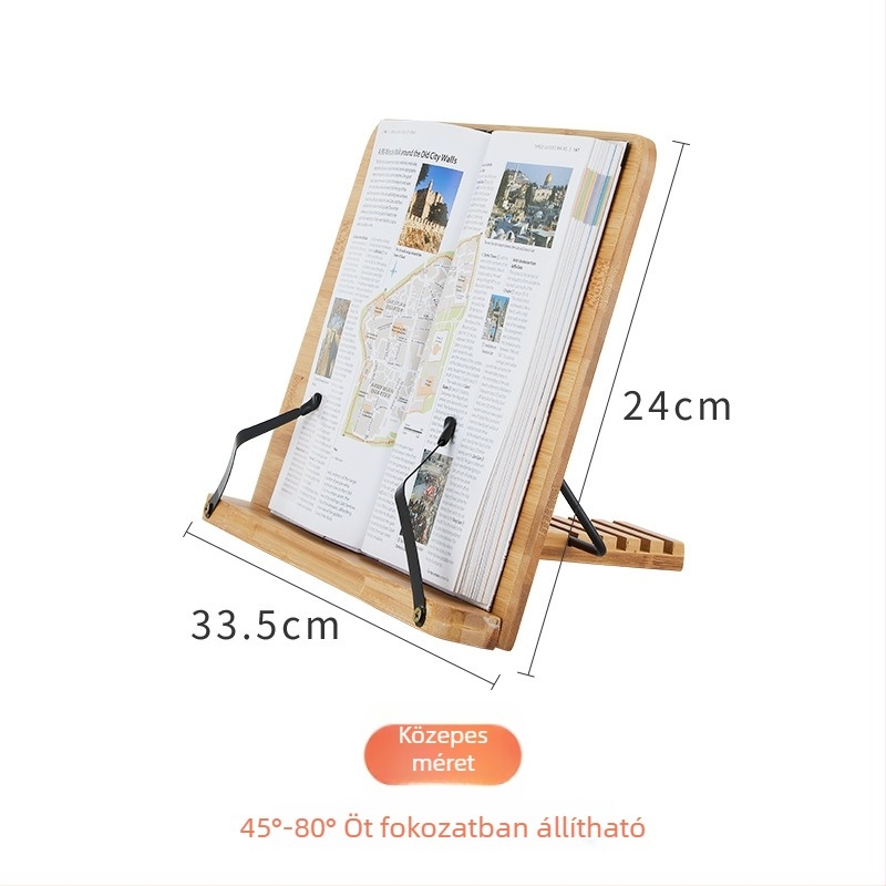 Állítható olvasóállvány diákoknak, asztali könyv- és tabletatartó, bambusz