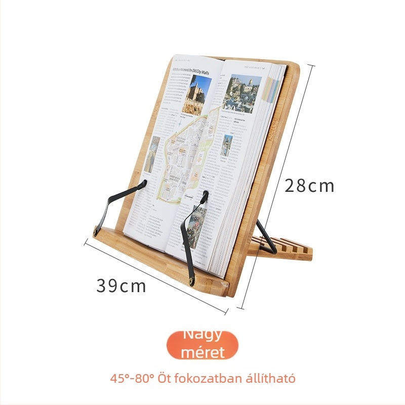 Állítható olvasóállvány diákoknak, asztali könyv- és tabletatartó, bambusz