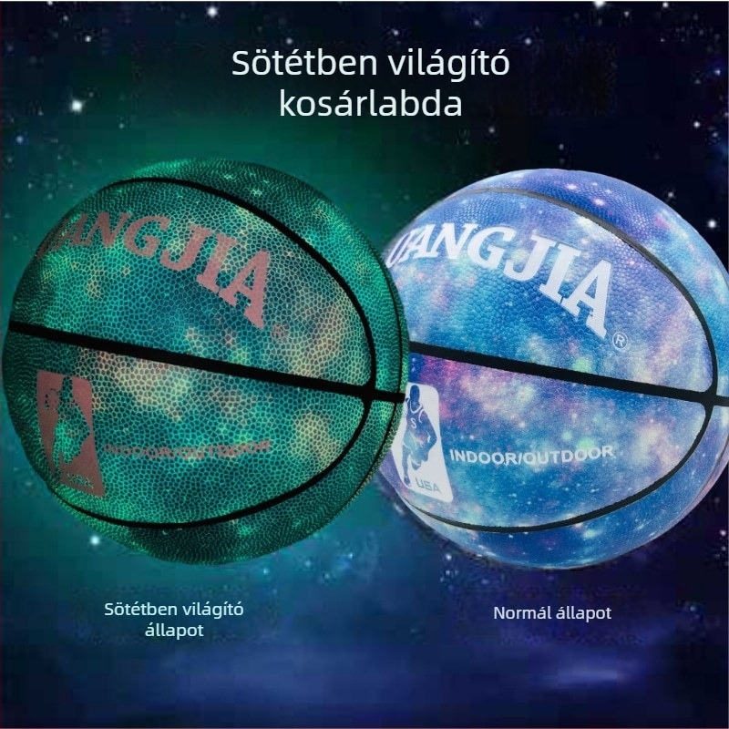 Fényes, fluoreszkáló, reflektív kosárlabda, gyerekeknek 5-ös méret, felnőtteknek 7-es méret, szabvány.