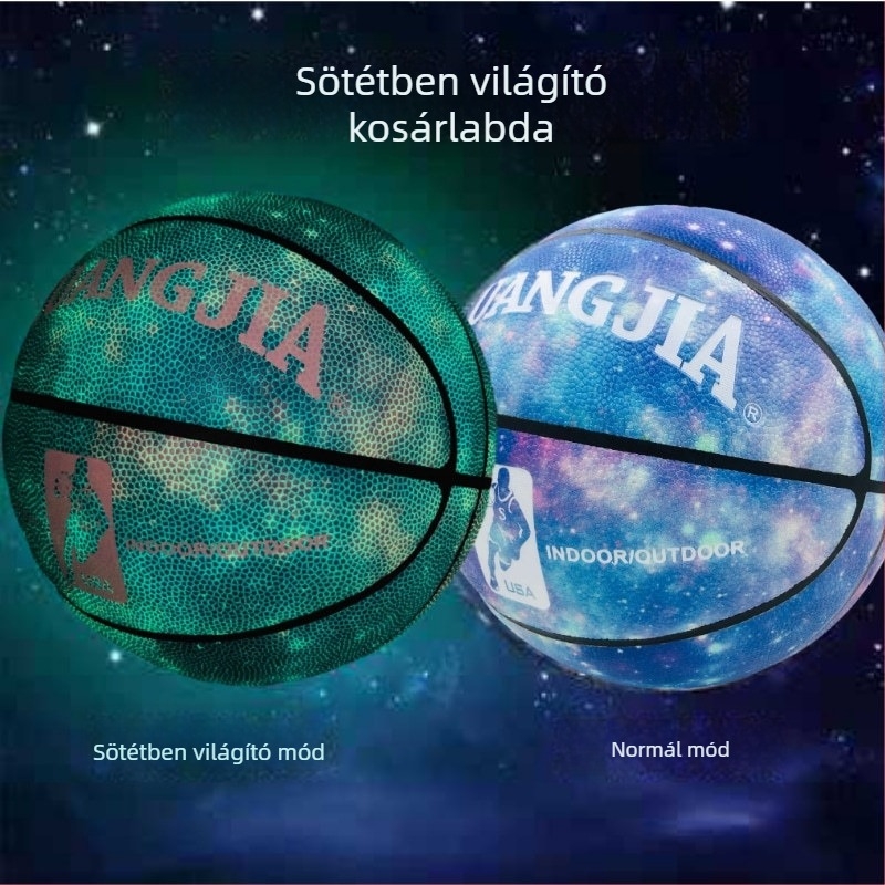 Fényes, fluoreszkáló, reflektív kosárlabda, gyerekeknek 5-ös méret, felnőtteknek 7-es méret, szabvány.