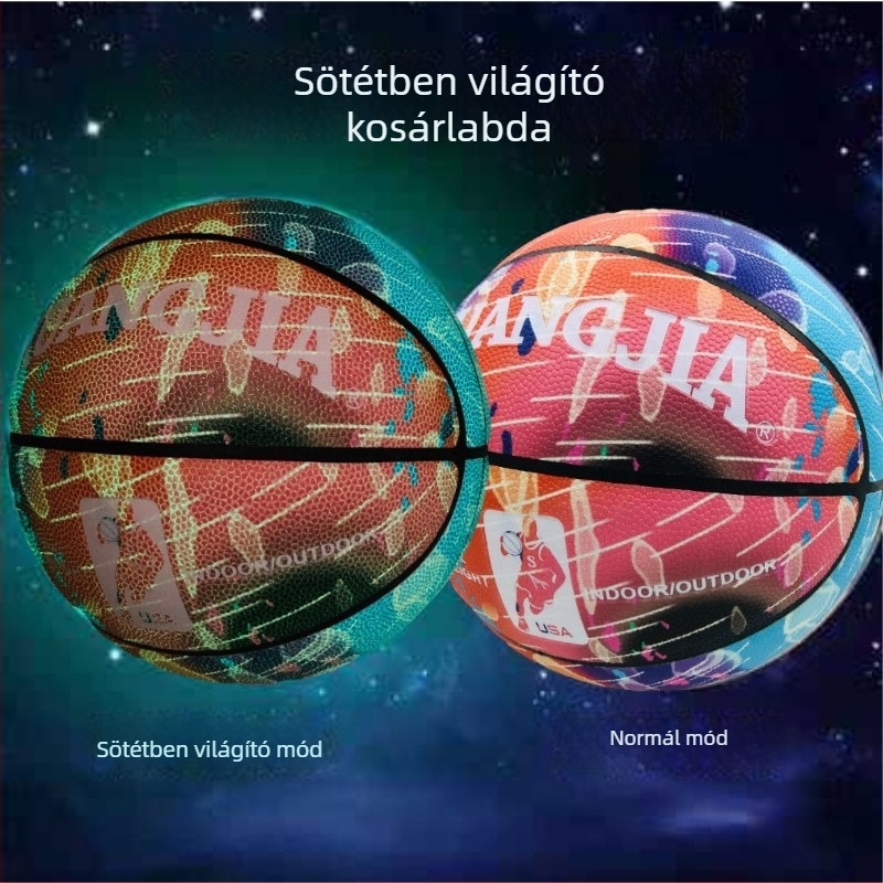 Fényes, fluoreszkáló, reflektív kosárlabda, gyerekeknek 5-ös méret, felnőtteknek 7-es méret, szabvány.