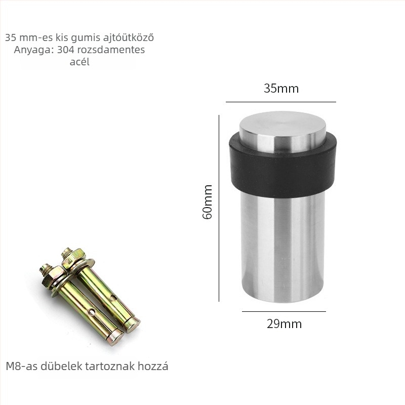Fúrás nélküli gumibiztonsági ajtóstop, rozsdamentes acél kör alakú ajtóstop, padlóra szerelhető cylindrikus kialakítás háztartási használatra