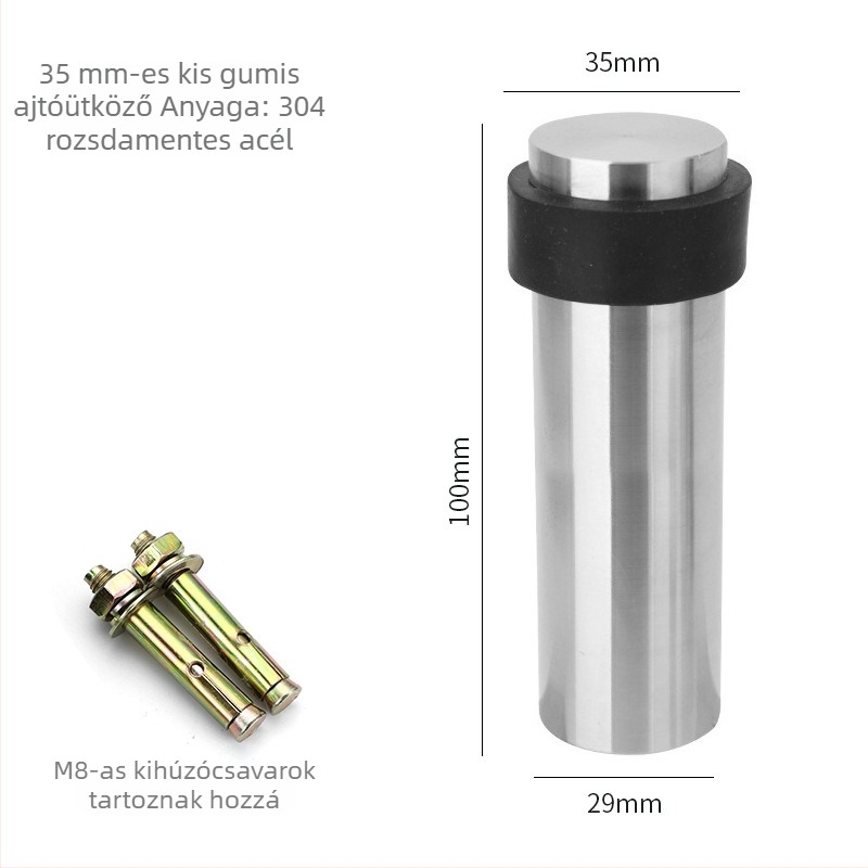 Fúrás nélküli gumibiztonsági ajtóstop, rozsdamentes acél kör alakú ajtóstop, padlóra szerelhető cylindrikus kialakítás háztartási használatra