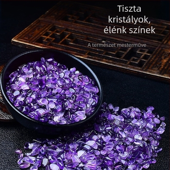 Természetes ametiszt kristály – lila apró szemcsék, demagnetizáló kő és demagnetizáló tál a nyers kövek tisztításához – dekoratív dísz
