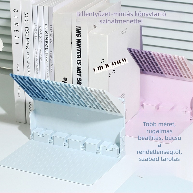 Gradient színű moduláris asztali szervező billentyűzet-stílusú könyvtartóval, olvasóállvánnyal és rögzítő könyvcsipesszel, asztali tároló