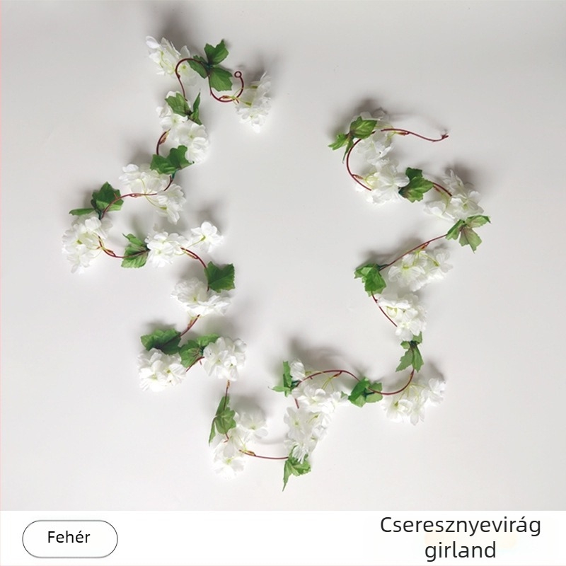 Mesterséges cseresznyefa virágok rotangból – esküvői hátfal, virágfal és mennyezeti korlát