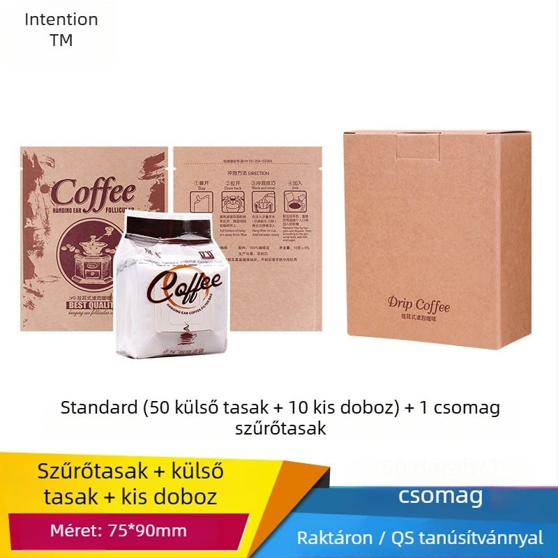 Intention Coffee: 5 darab drip bag készlet, 10 szűrővel, külső tasakkal és csomagoló dobozzal