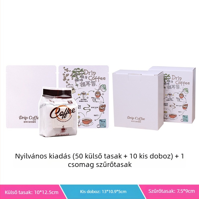 Intention Coffee: 5 darab drip bag készlet, 10 szűrővel, külső tasakkal és csomagoló dobozzal