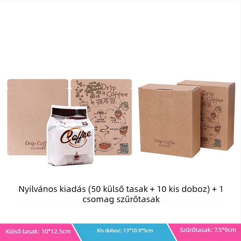 Intention Coffee: 5 darab drip bag készlet, 10 szűrővel, külső tasakkal és csomagoló dobozzal