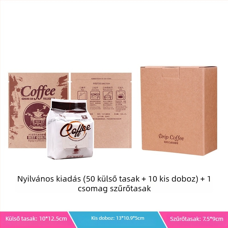 Intention Coffee: 5 darab drip bag készlet, 10 szűrővel, külső tasakkal és csomagoló dobozzal