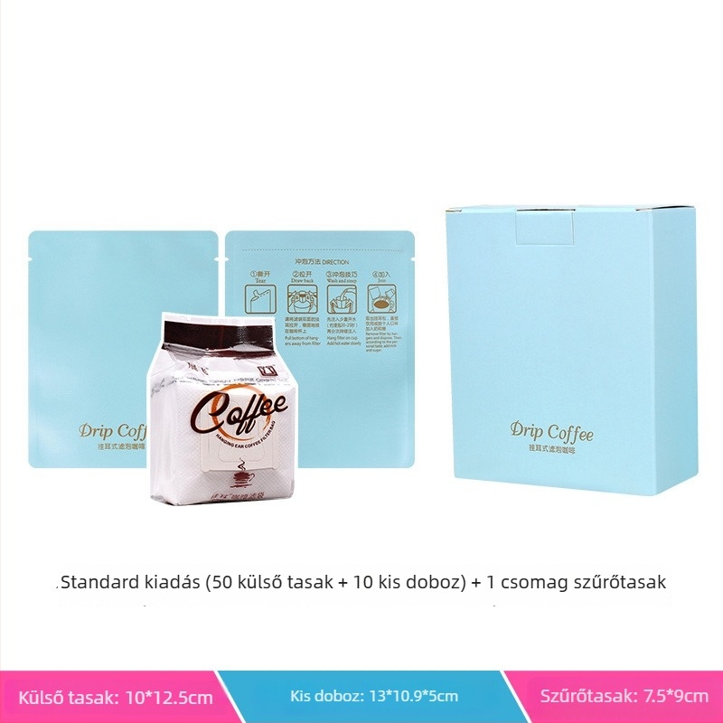 Intention Coffee: 5 darab drip bag készlet, 10 szűrővel, külső tasakkal és csomagoló dobozzal