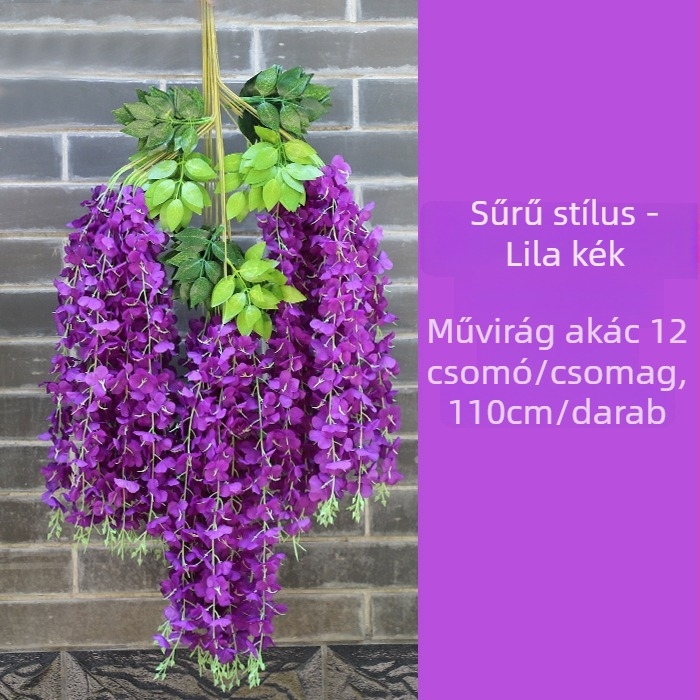 Beltéri mennyezeti dekorációhoz készült szatén virágokból készült függő girlanda, 110 cm