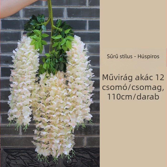 Beltéri mennyezeti dekorációhoz készült szatén virágokból készült függő girlanda, 110 cm
